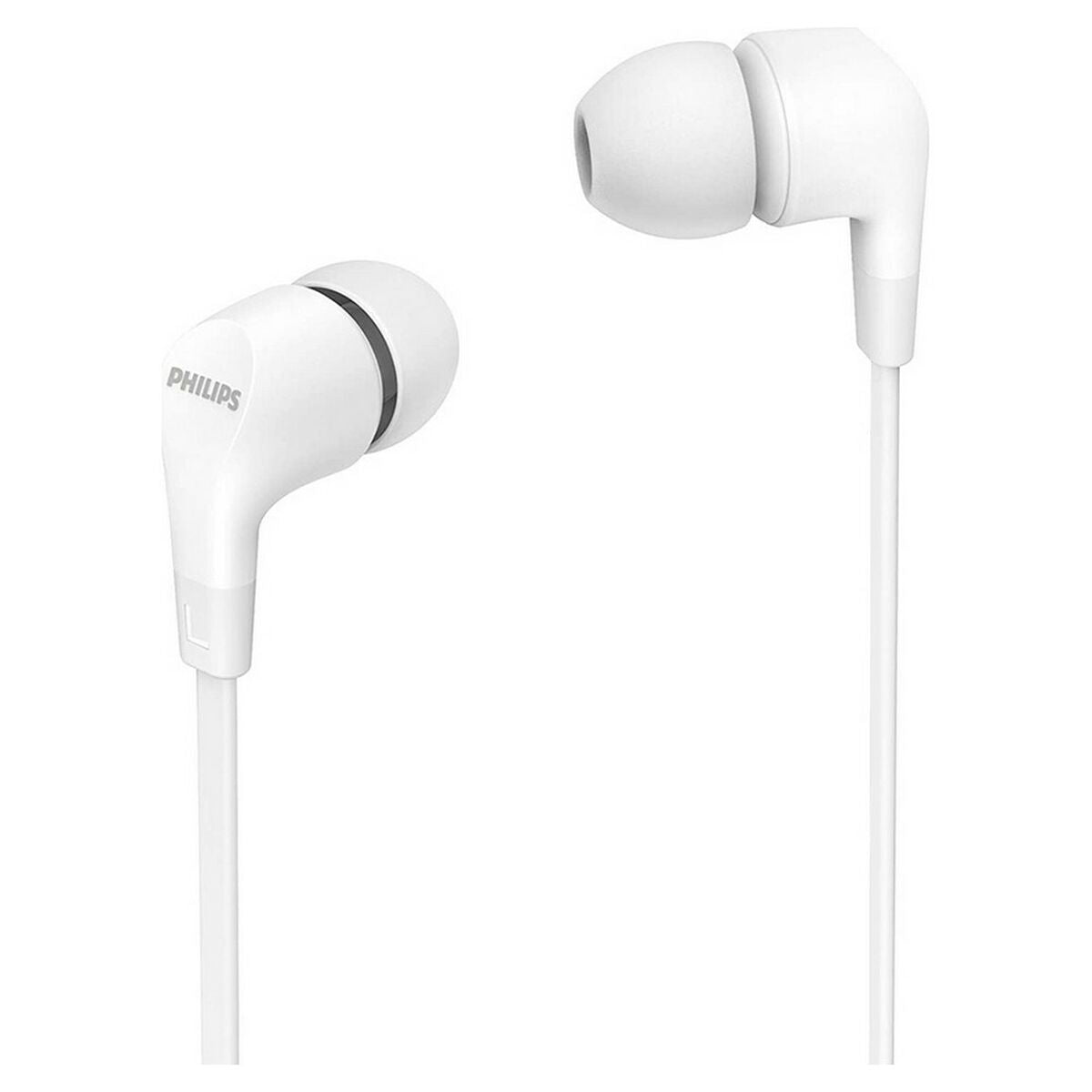 3,5 mm nappikuulokkeet, valkoinen silikonipäällyste, mikrofonilla, Philips