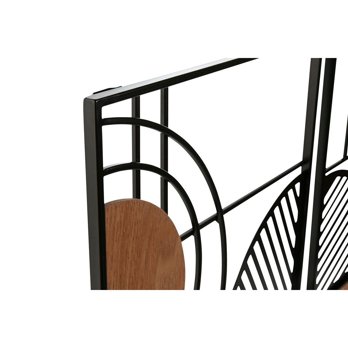 Seinäkoriste 3-osainen metalli & MDF, 40 x 2 x 60 cm, musta & luonnollinen