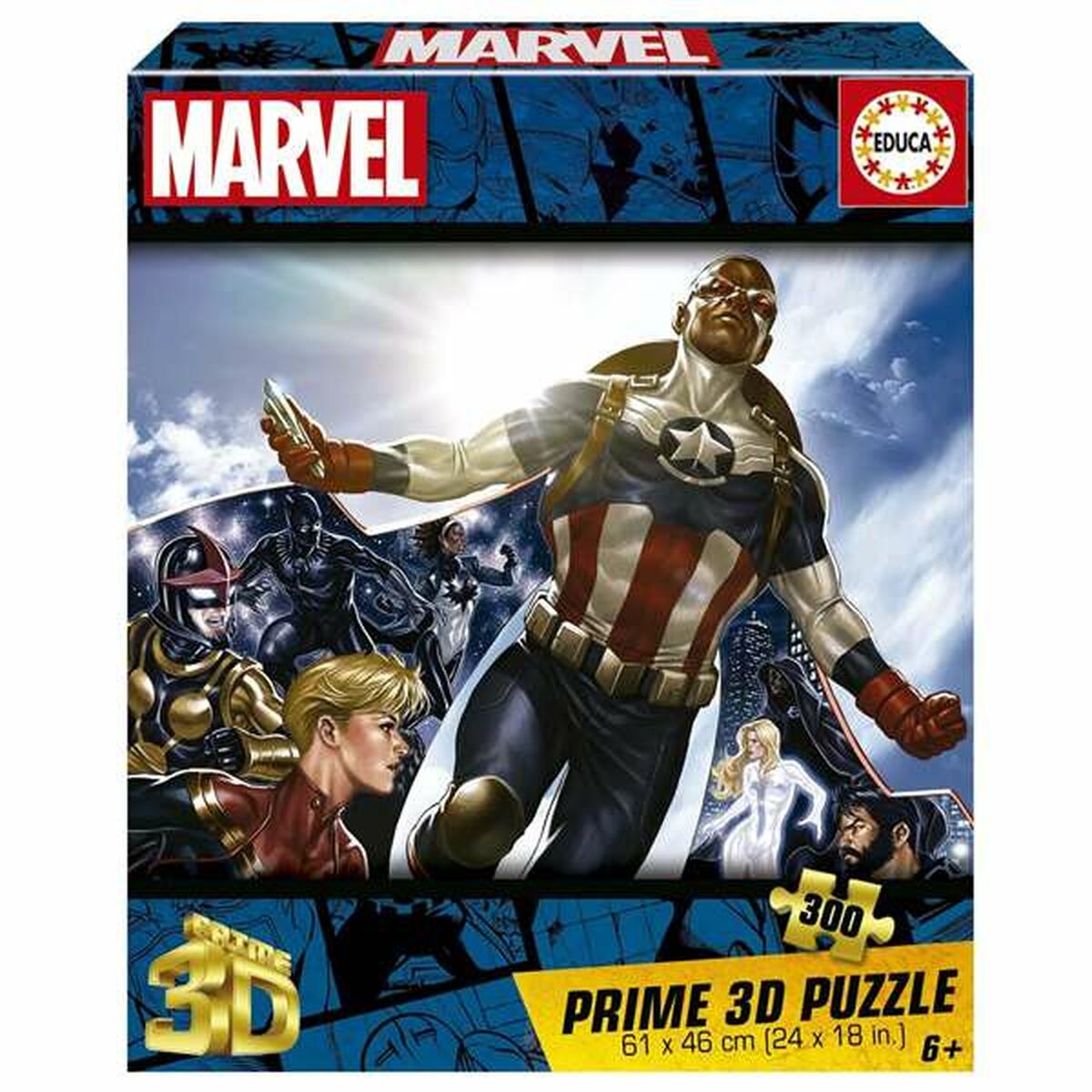 3D-palapeli 300 palaa, 61×46 cm, yli 8 v, Marvel-aiheinen, sarjakuvahahmot