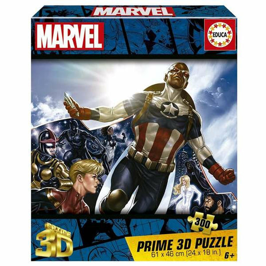 3D-palapeli 300 palaa, 61×46 cm, yli 8 v, Marvel-aiheinen, sarjakuvahahmot