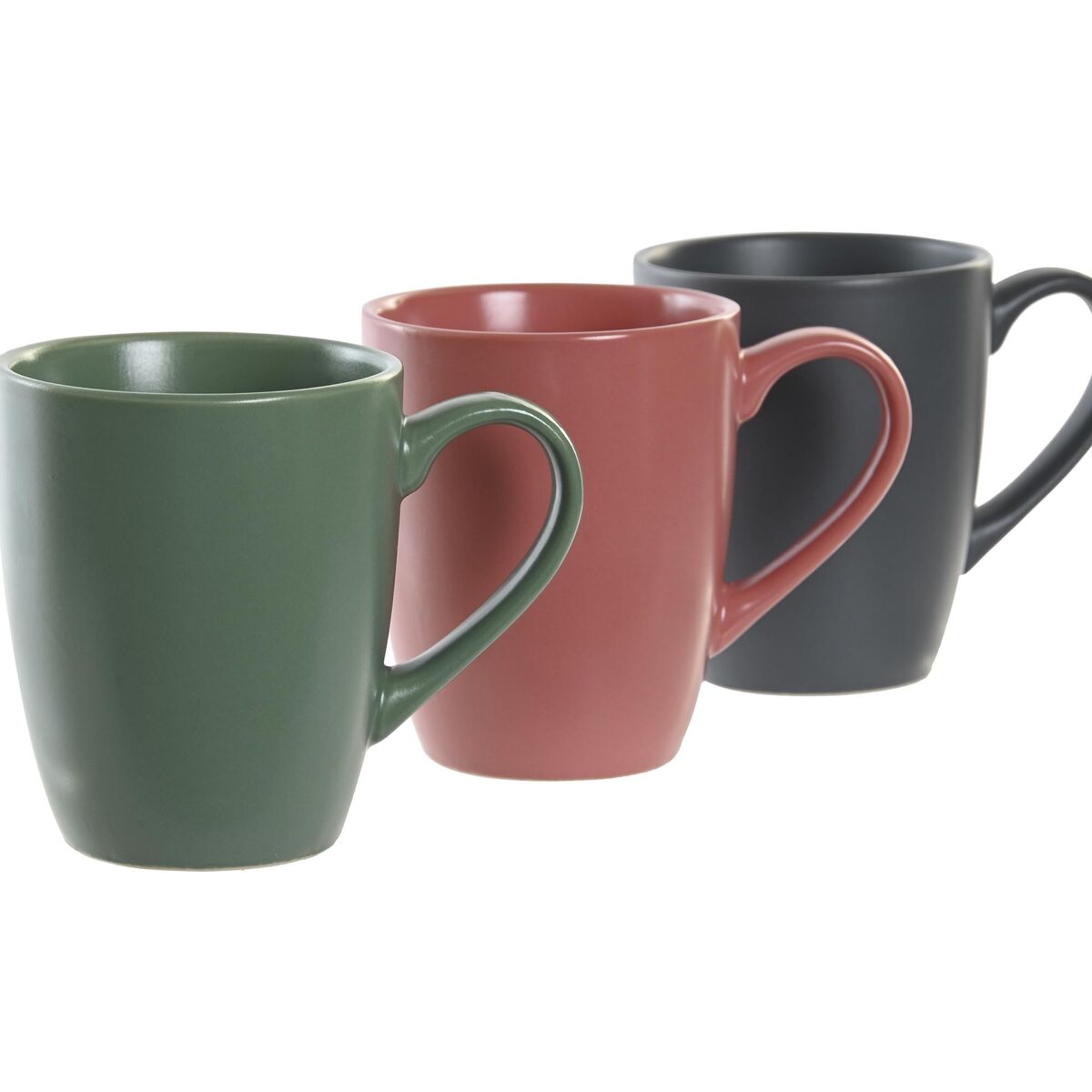 4-osainen mukisetti keramiikka 160 ml, vihreä pinkki luonnollinen tummanharmaa