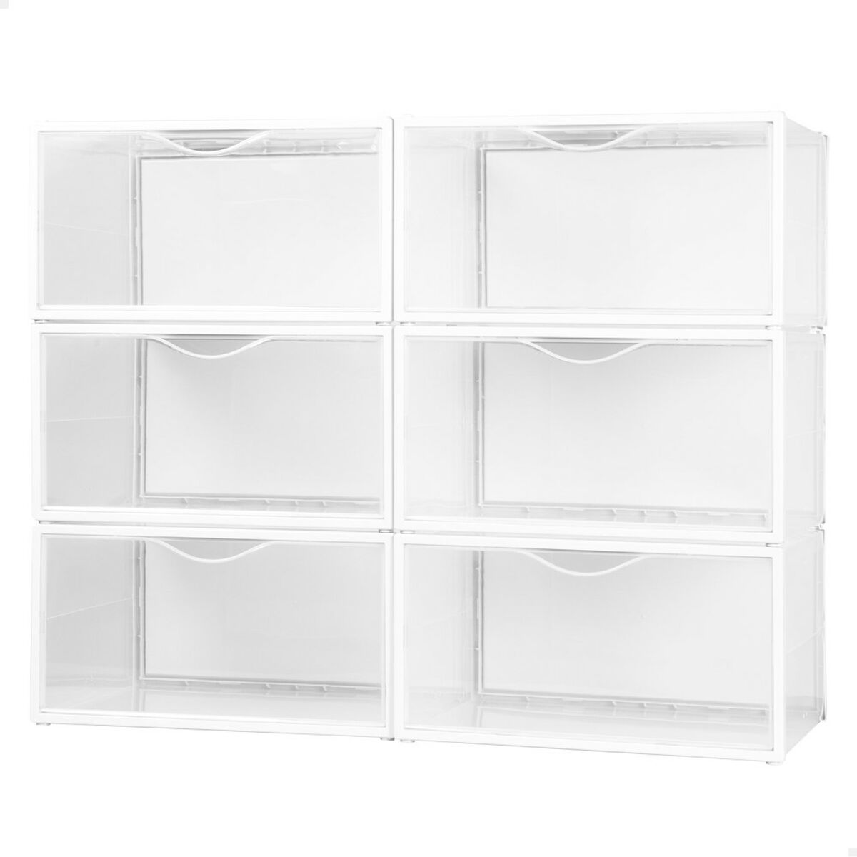 Pinottavat kenkälaatikot 6 kpl, etuluukulla, läpinäkyvä/valkoinen, 35×18,5×27 cm – kodin järjestys kenkälaatikko – kuva 3