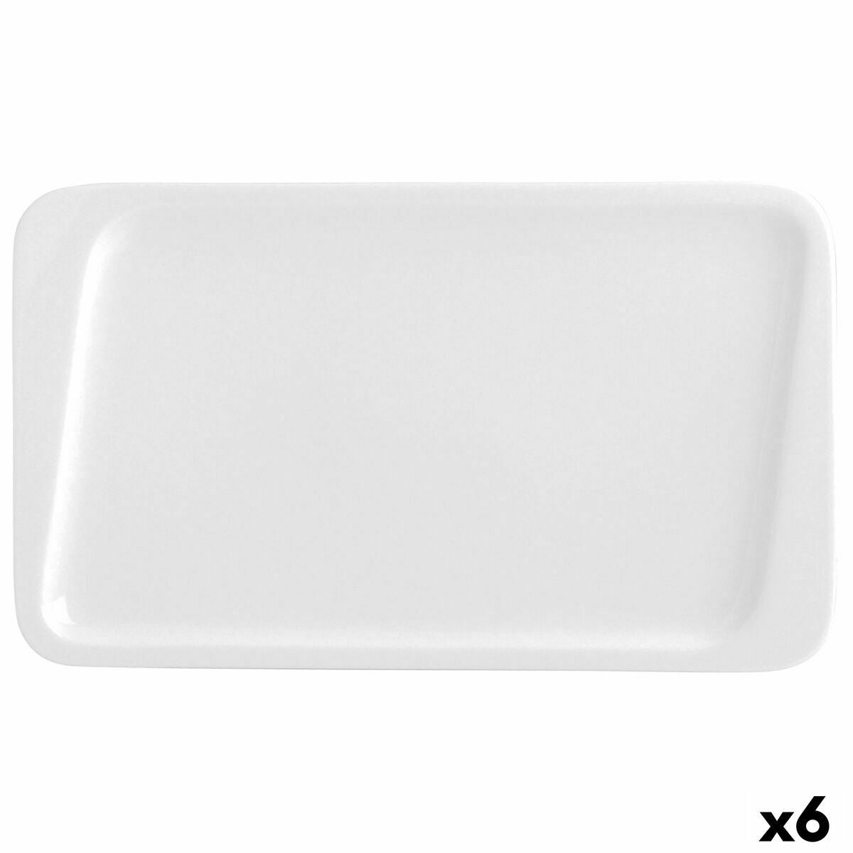 Jälkiruokalautanen 25 x 15 cm, suorakulmainen valkoinen keramiikka, 6 kpl – valkoinen lautanen astianpesukoneen kestävä – …
