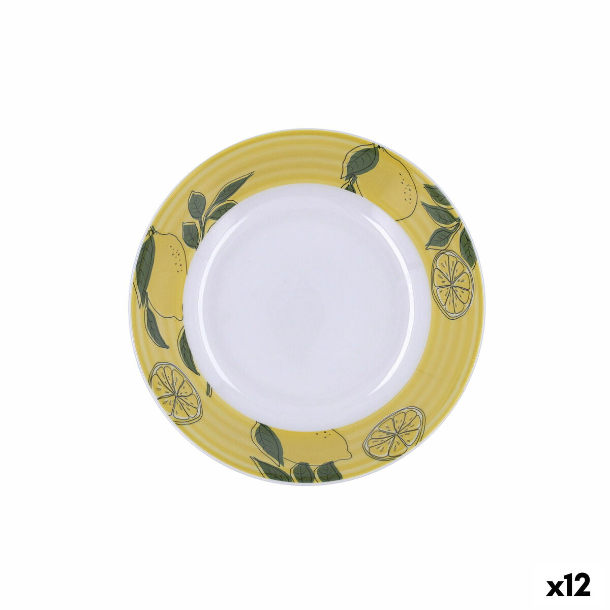 Syvä lautanen 20 cm bioplastinen, sitruunakuosi monivärinen astiasetti 12 kpl
