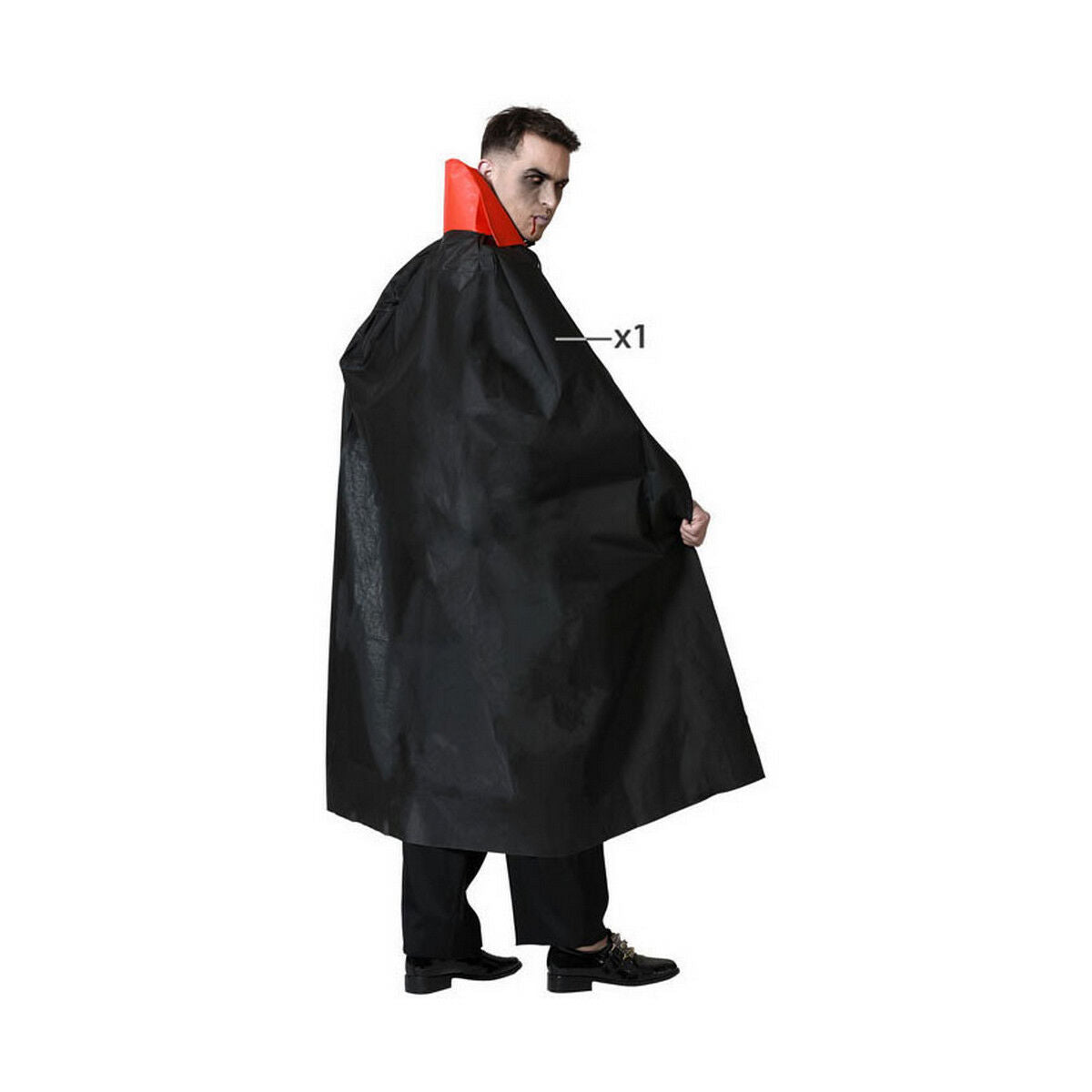 Vampyyrin viitta, musta punaisella kauluksella, yksi koko aikuisille unisex – naamiaisviitta Halloweenasu – kuva 4