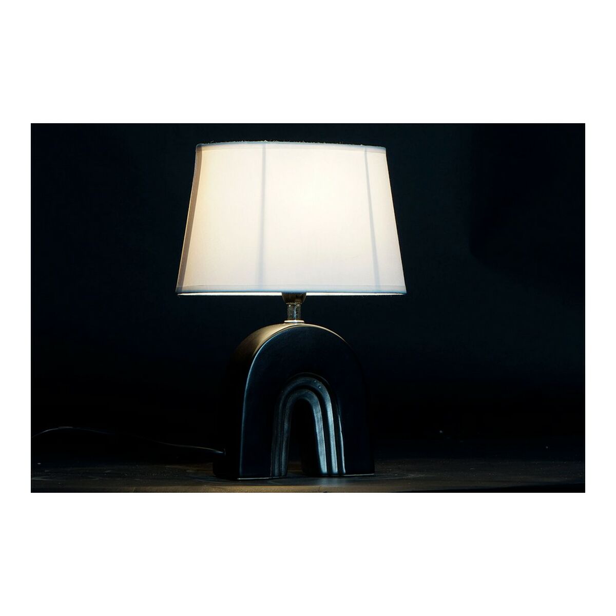 Pöytälamppu musta keramiikka, polyesterivarjostin, 20 x 20 x 31 cm, 2 kpl – joulu pöytälamppu – kuva 3