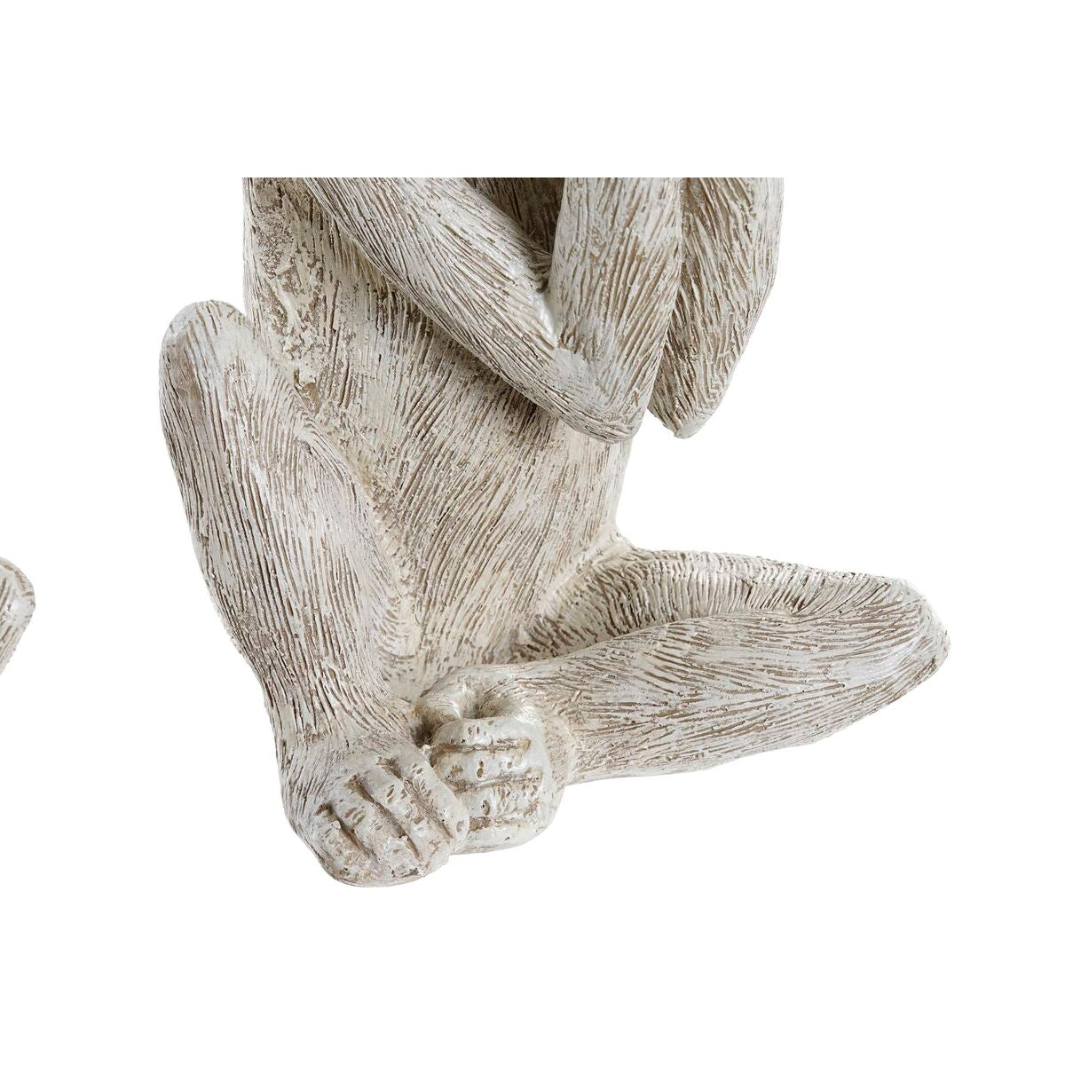 Apina koristehahmo 3 kpl, kolmiosainen hartsi-setti beige-valkoinen, 14,5×11×19 cm