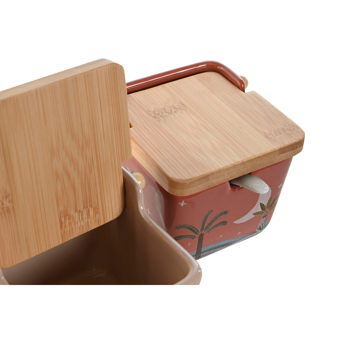 Sokeriastia 2 kpl, bambukansi & dolomiitti 7,5×7,5×7,5 cm, beige/terracotta/liila – joulu keittiötarvikkeet – kuva 3