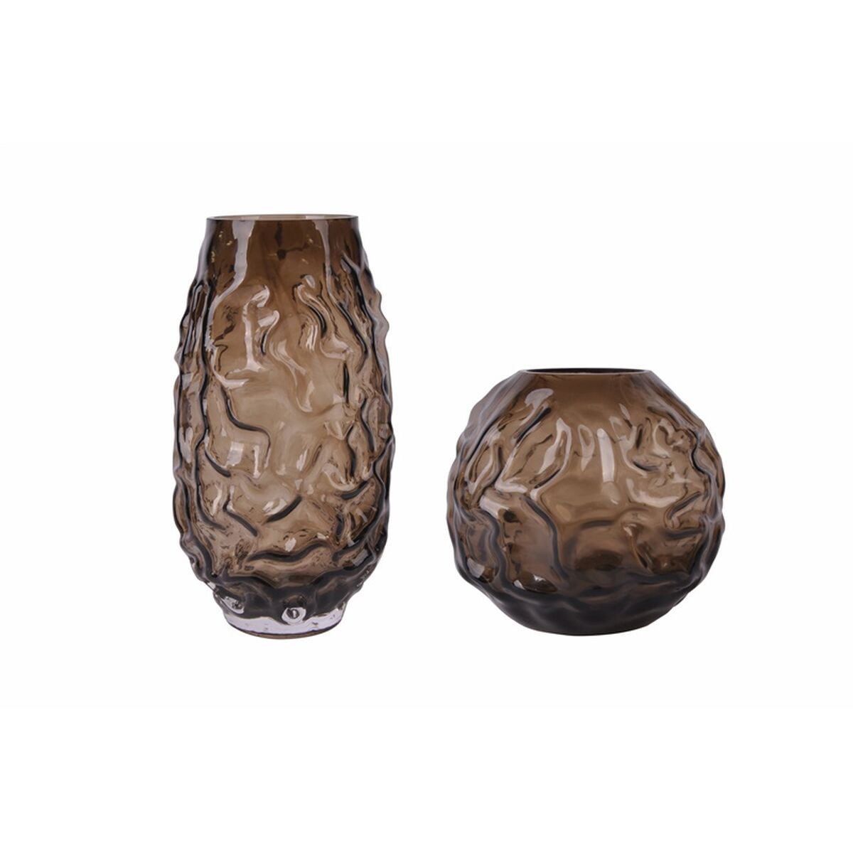 Maljakko tummanruskea kristalli pyöreä teksturoitu 21,5 x 21,5 x 19 cm