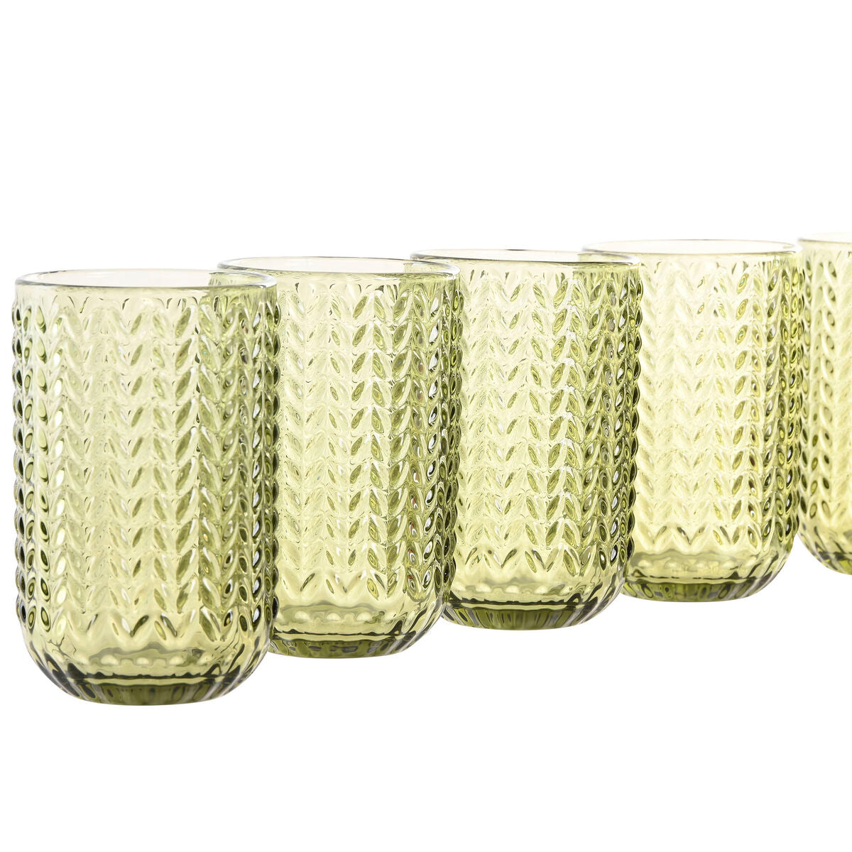 Lasisetti 6 kpl 420 ml, vihreät kristallilasit kohokuvio, tarjoiluun 7,5×13 cm – juomalasit kohokuvioidut lasit – kuva 3