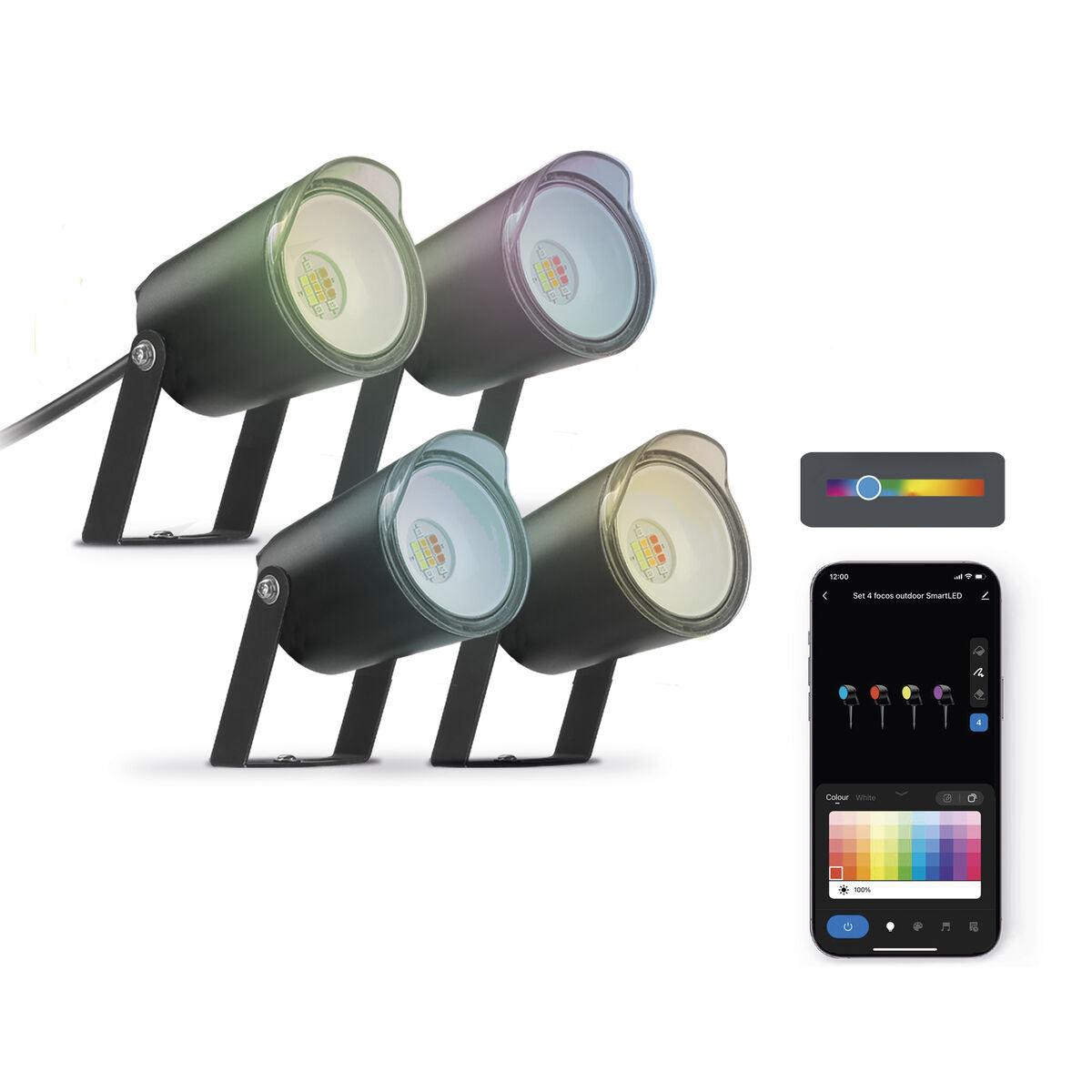 LED-ulkospotti 3000K IP65, 4 kpl – älyohjattavat maaspotit, musta – maaspotti musta viimeistely – kuva 2