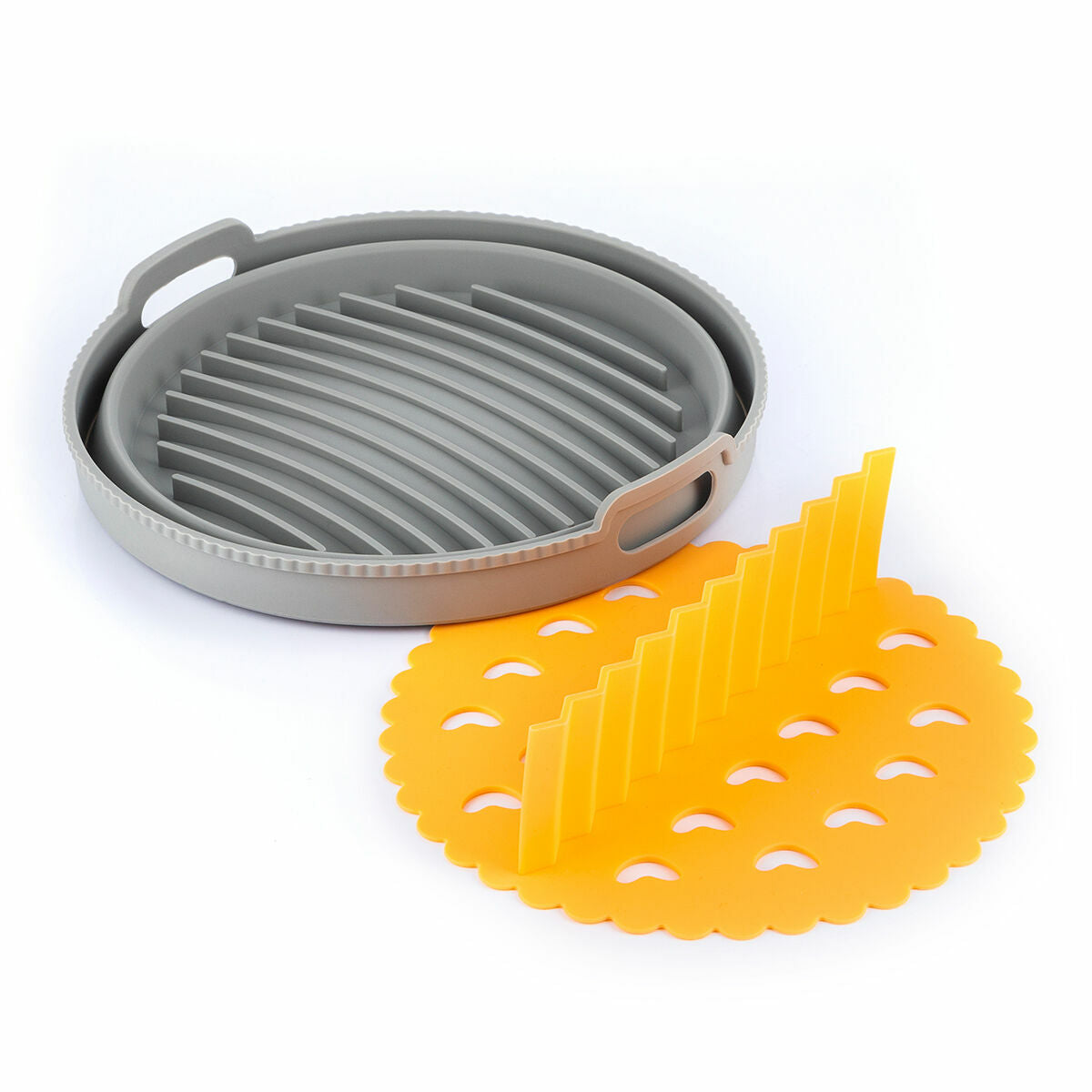 Airfryer silikonivuoka jakajalla, taittuva Ø21,5 cm, uuni & mikro, BPA-vapaa – mikroaaltouuniin sopiva uuniin sopiva – kuva 4