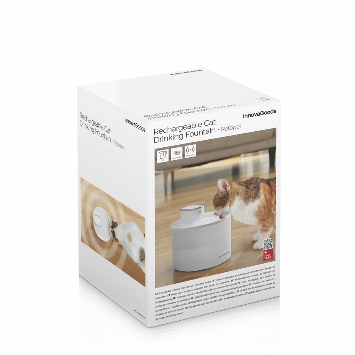 Kissan juoma-automaatti liiketunnistimella, ladattava 3 L, hiljainen USB-C