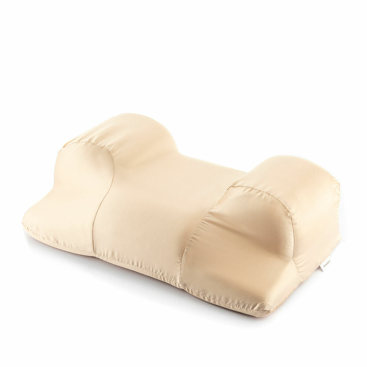 Ryppyjä ehkäisevä niskatyyny, satiinipäällinen, ergonominen muistivaahto, beige