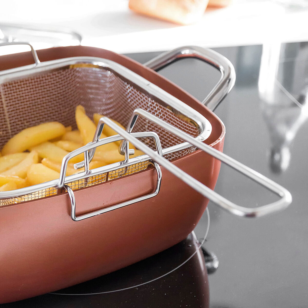 Kuparipintainen non-stick kattila - paisto- ja frittaussetti – lahja kokille induktioon sopiva – kuva 6