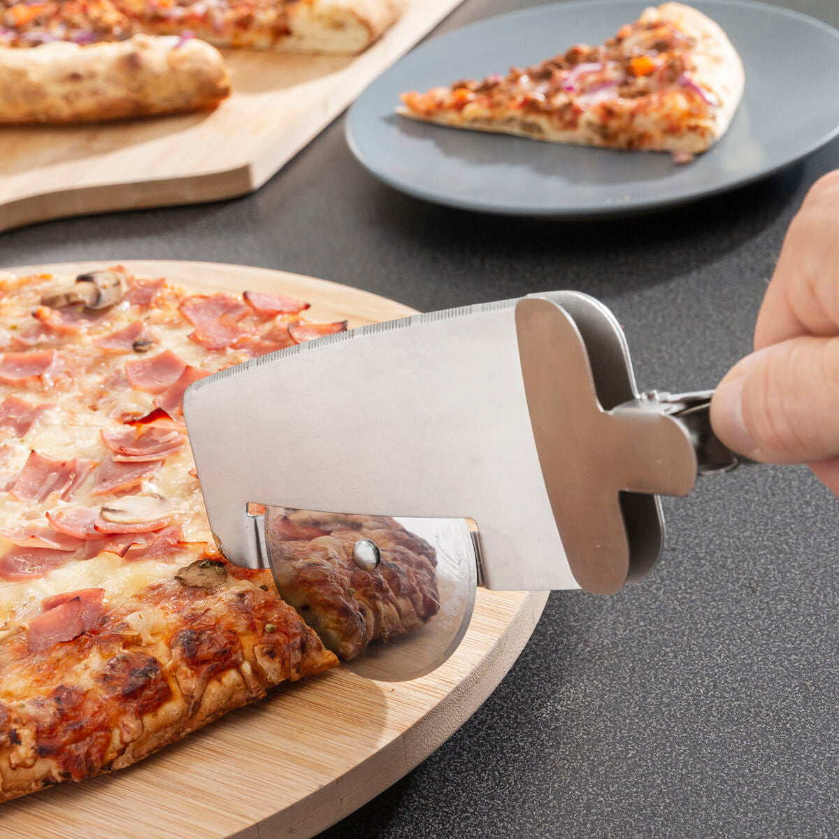 Pizzaleikkuri 4-in-1 - ruostumaton teräs, lasta, annoskauha & turvalukko – leikkuulasta joulu – kuva 7