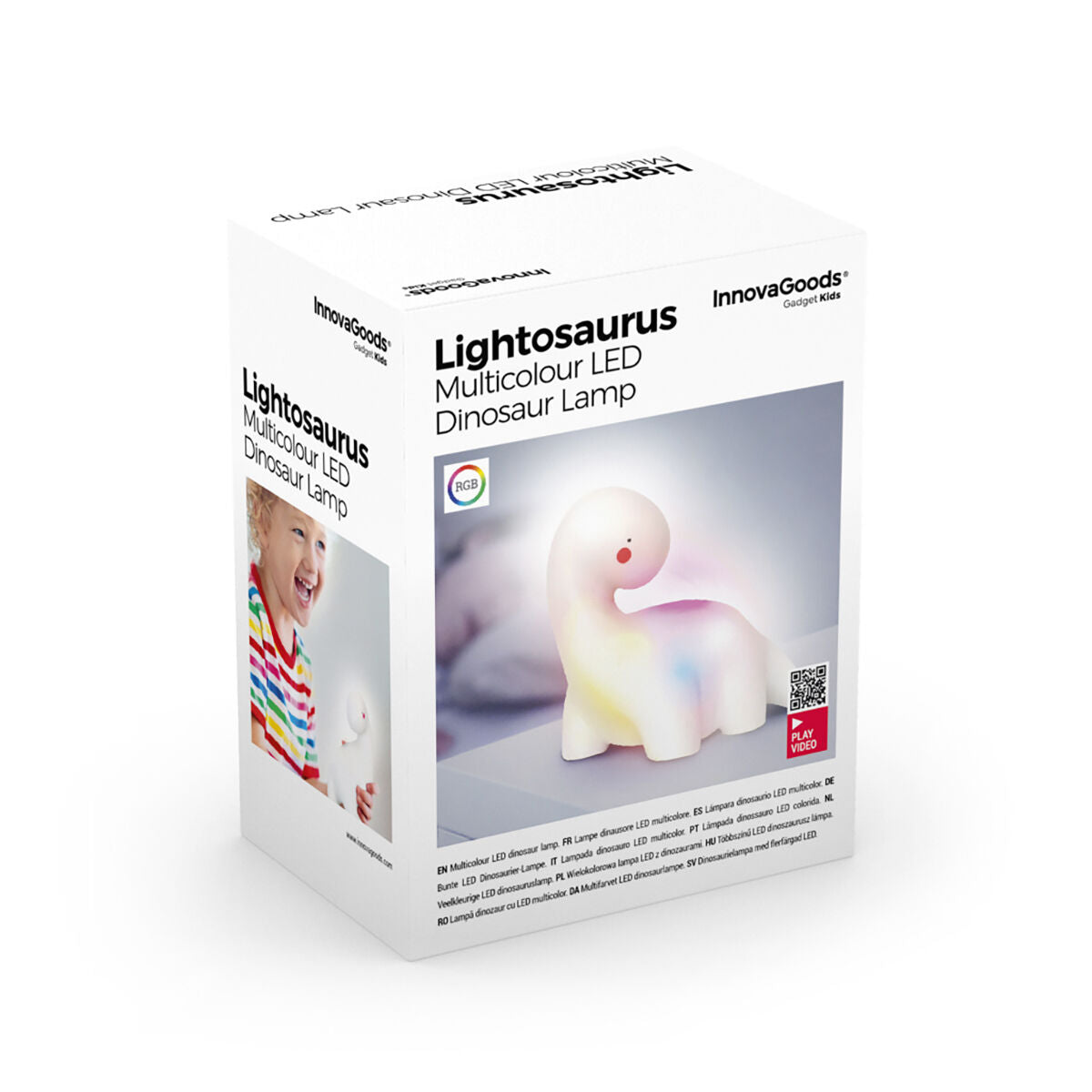 Dinosaurus yövalo RGB LED, lapsille 3+, paristokäyttöinen LR44, 13x12x8 cm