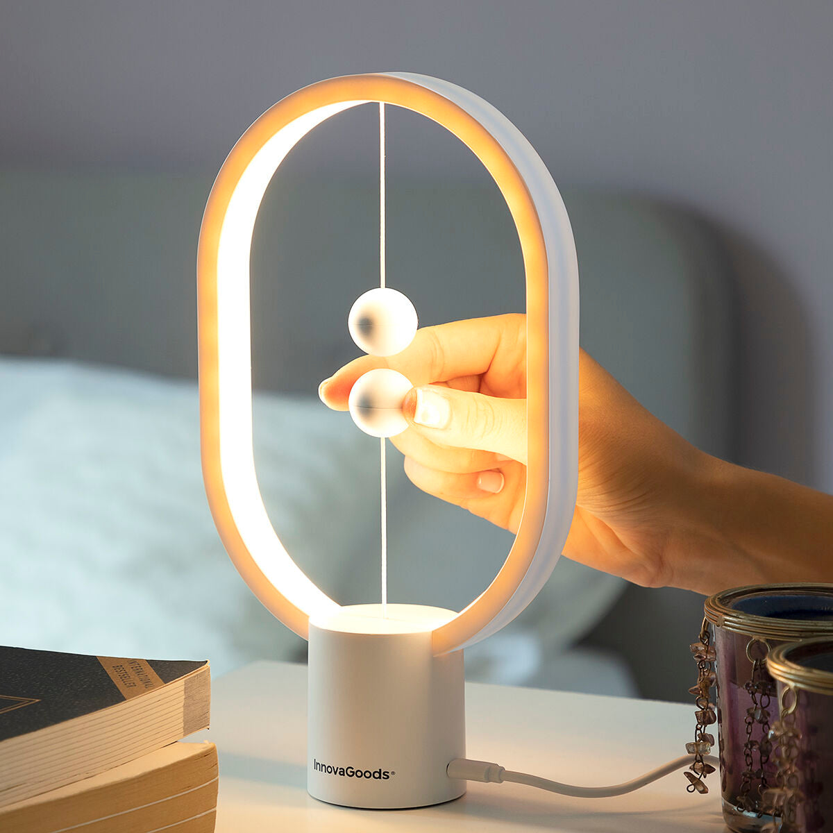 Tasapainolamppu magneettikytkimellä, LED pöytälamppu lämmin valo 3 W USB – magneettikytkin lukuvalo – kuva 2
