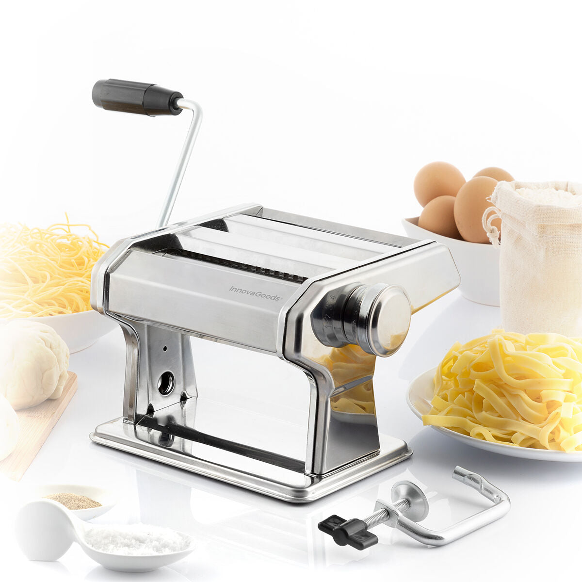 Pastakone käsikäyttöinen, 3 terää & 8 paksuustasoa, spagetti tagliatelle lasagne – tuorepasta reseptikirja mukana – kuva 9