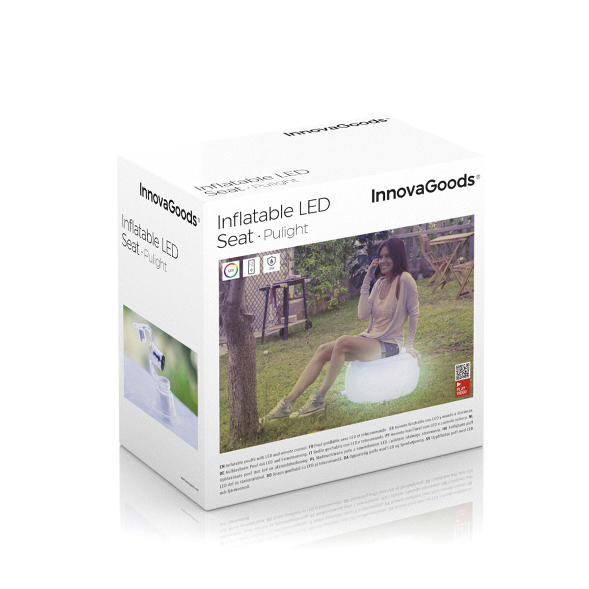 Puhallettava LED-istuin, vedenkestävä RGB, kaukosäädin, sisä- & ulkokäyttöön