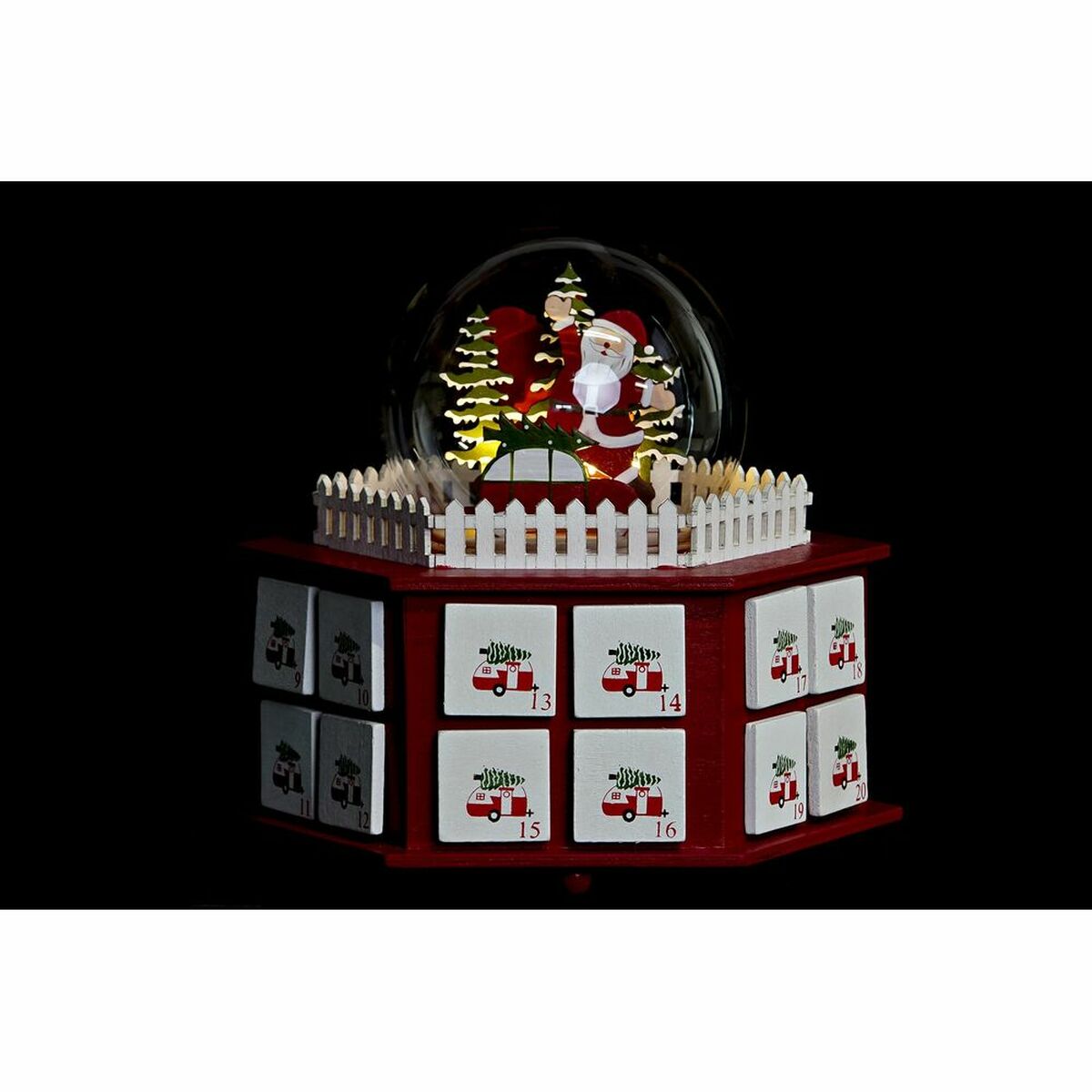 Adventtikalenteri puu LED 2 kpl, 22 x 19 x 20 cm, punainen & vihreä, joulu