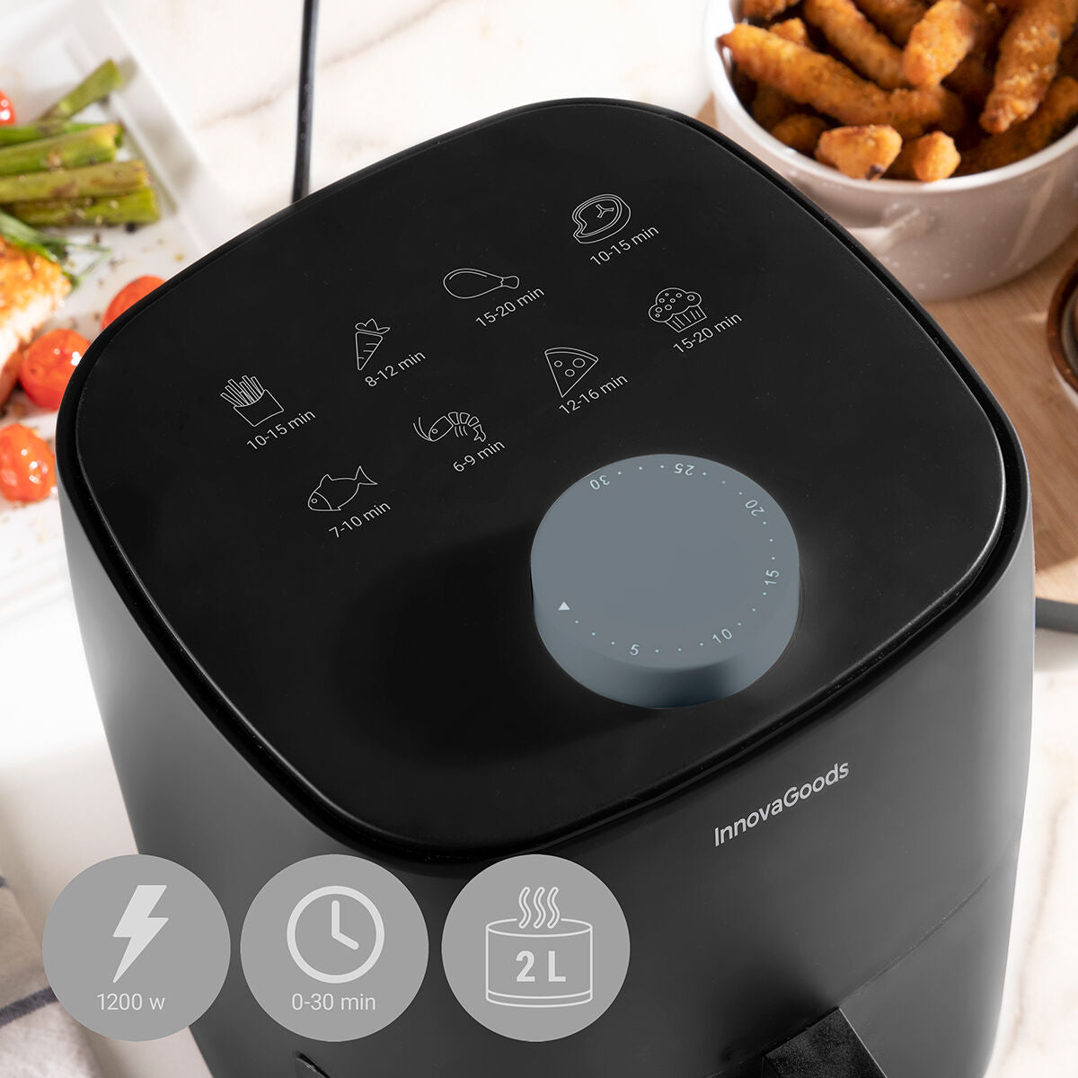 Airfryer 2 l 1200 W, ilman öljyä - kompakti pieniin keittiöihin & pariskunnille