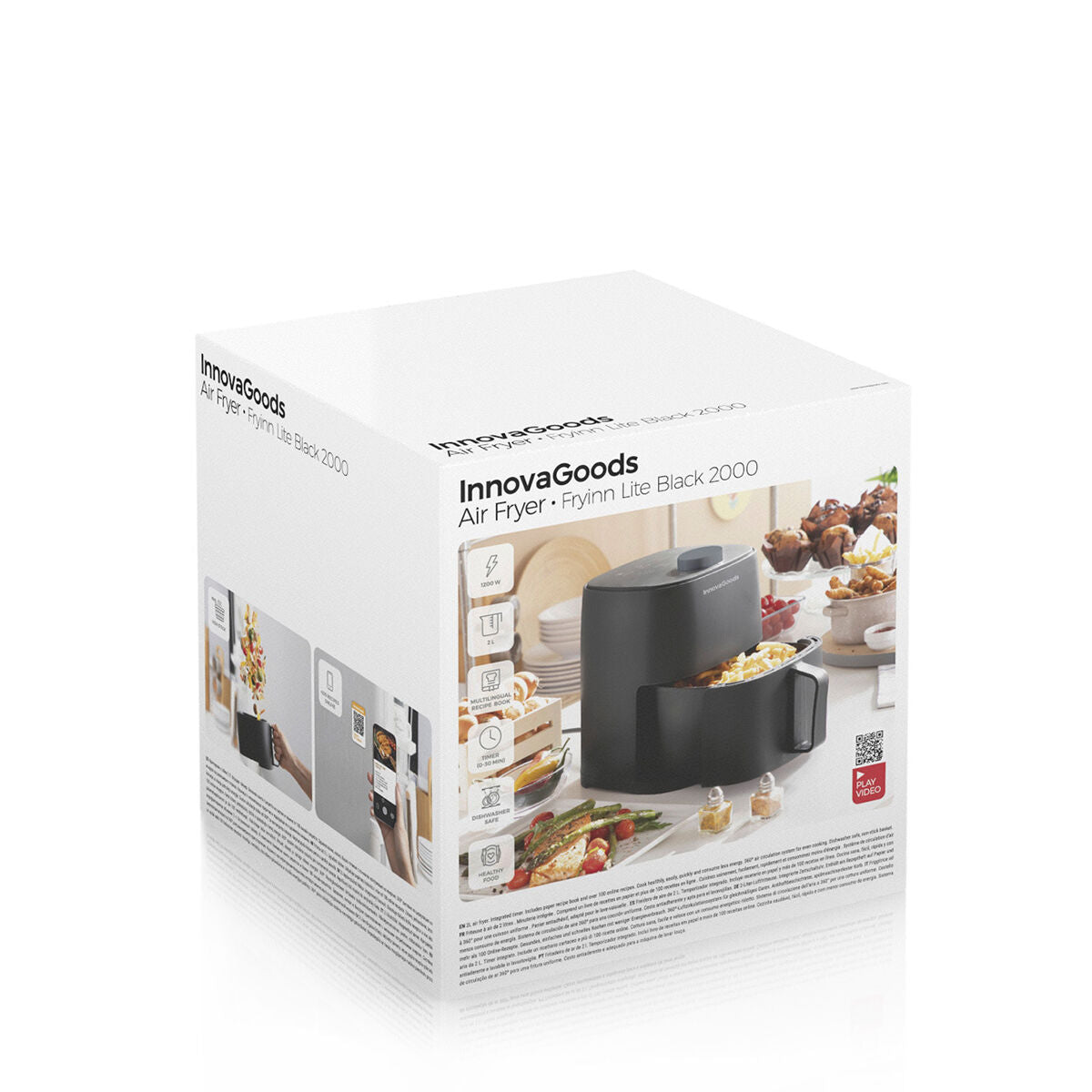 Airfryer 2 l 1200 W, ilman öljyä - kompakti pieniin keittiöihin & pariskunnille