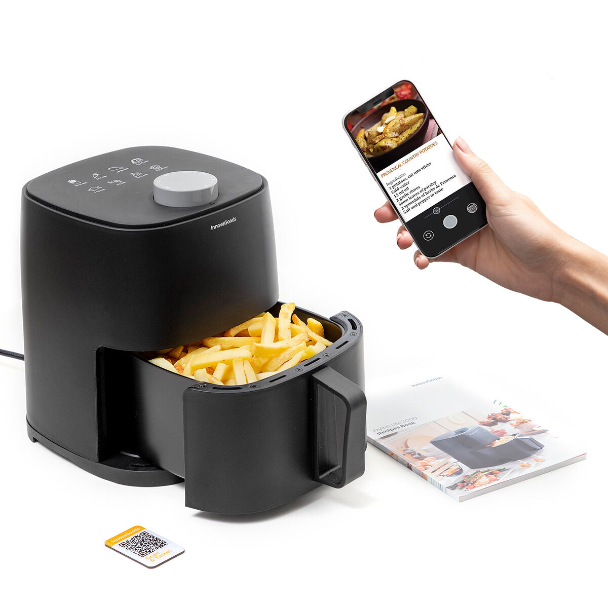 Airfryer 2 l 1200 W, ilman öljyä - kompakti pieniin keittiöihin & pariskunnille