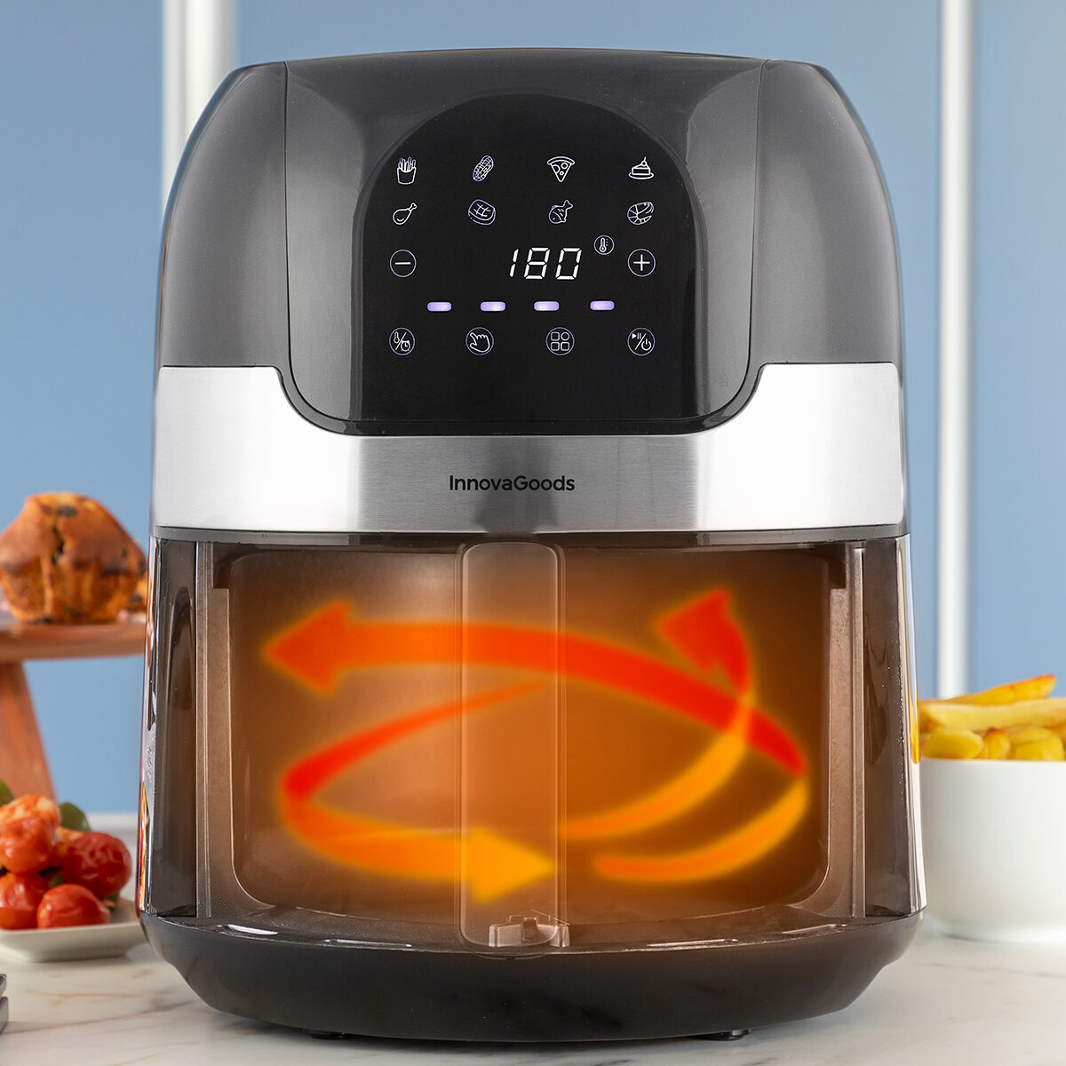 Airfryer 3,5 l, 360° kiertoilma, 1400 W, 8 ohjelmaa — 2–3 hengelle