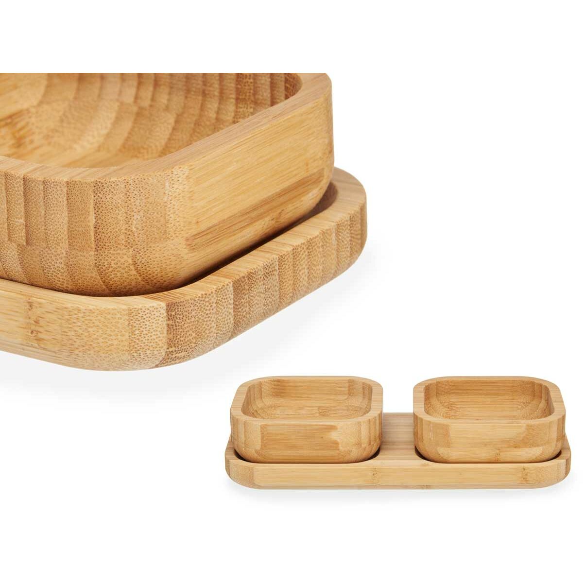 Alkuruokasetti bambu 23 x 4,5 x 11 & 23 x 5,3 x 11 cm, 3-os., ruskea, 12 kpl