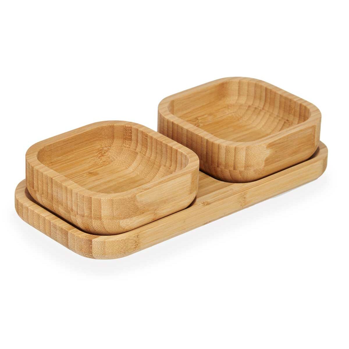 Alkuruokasetti bambu 23 x 4,5 x 11 & 23 x 5,3 x 11 cm, 3-os., ruskea, 12 kpl