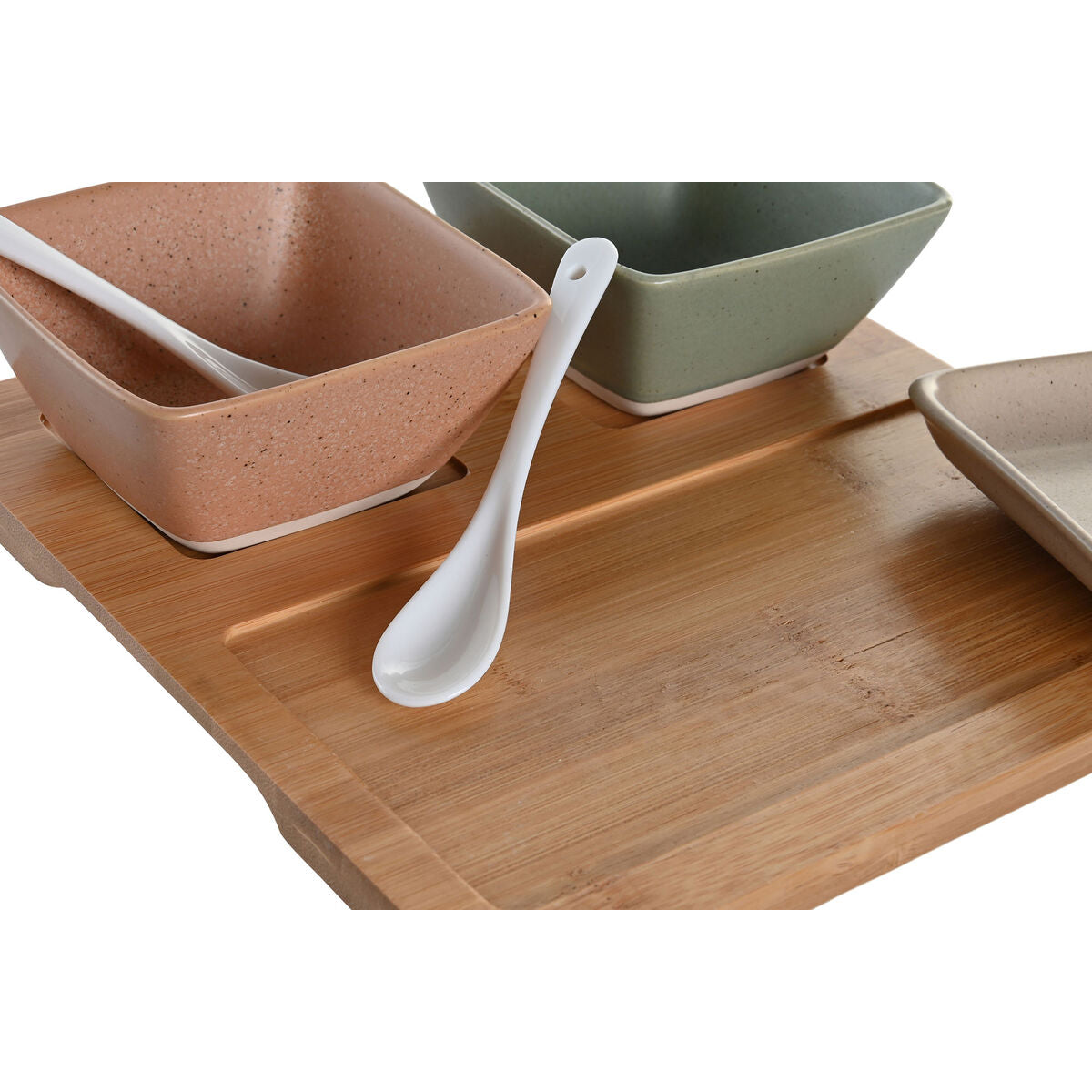Alkuruokasetti bambualustalla posliinikulhot 6 osaa 24x23,5x1,5 cm skandinaavinen