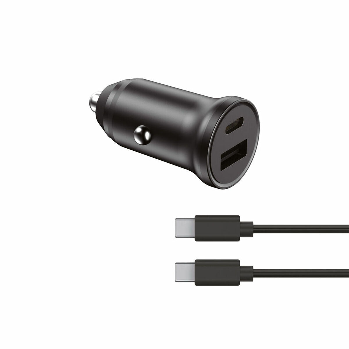 Autolaturi 20 W pikalataus USB-C + USB-A, musta, älypuhelimille & tableteille