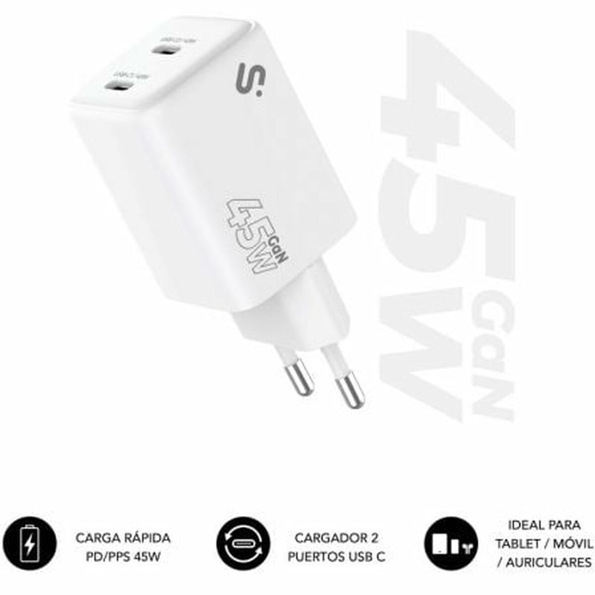 Autolaturi 45W USB-C 2-porttinen PD/PPS, nopea lataus tabletille & puhelimelle