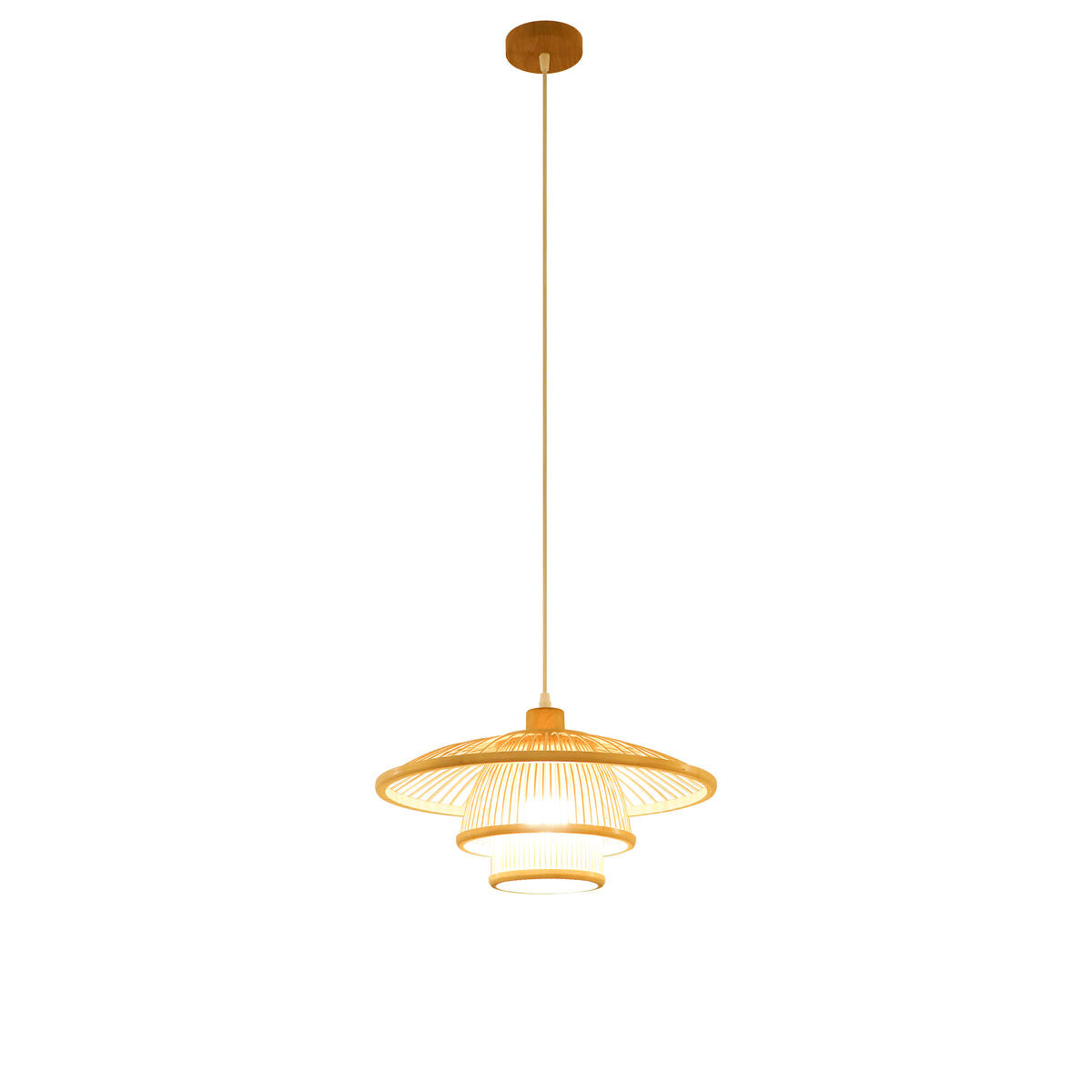 Bambu kattovalaisin, käsintehty 50 W E27, 40 x 40 x 17 cm, 130 cm johto