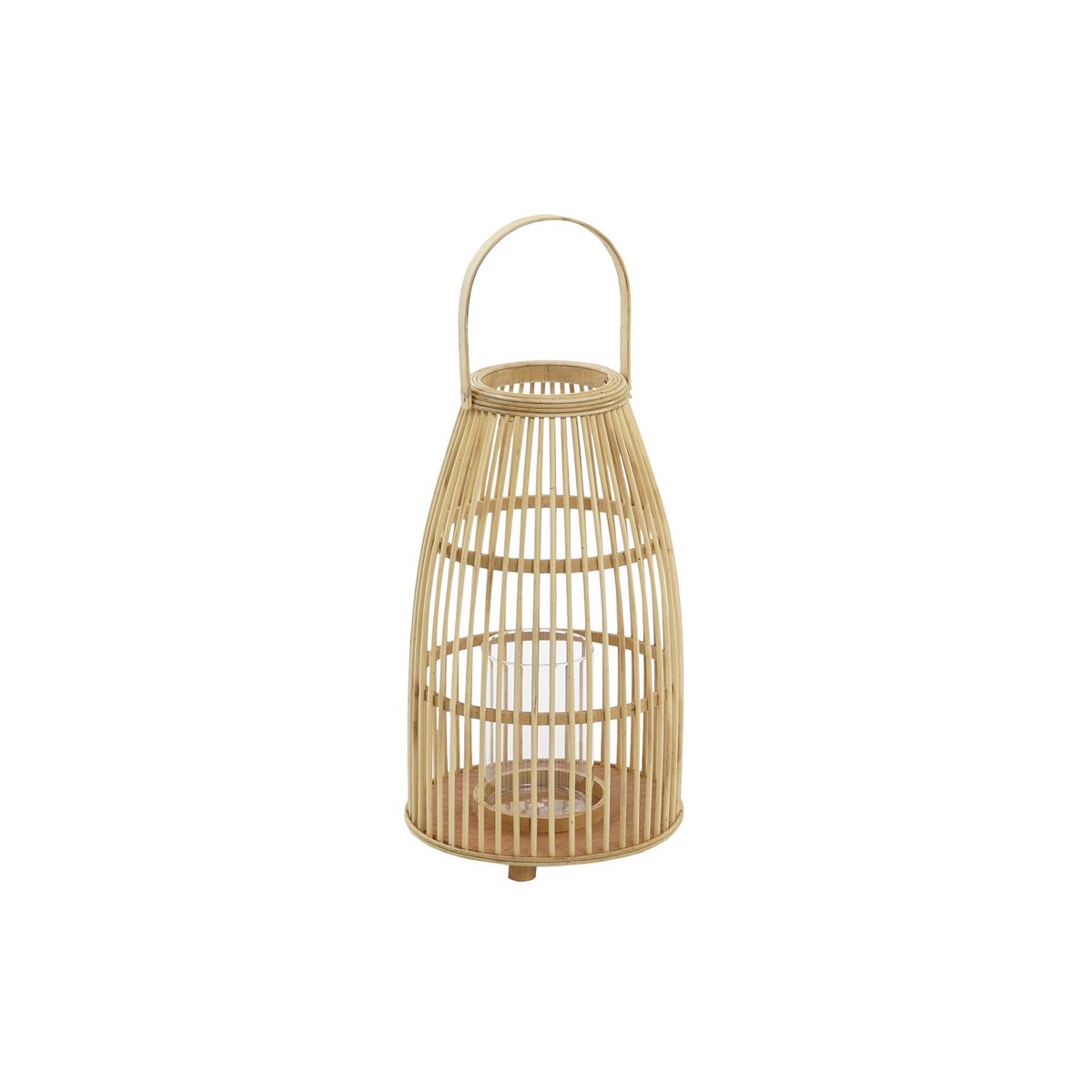 Bambu kynttilänjalka 56 cm, luonnonväri lasikupilla, lyhty sisustukseen