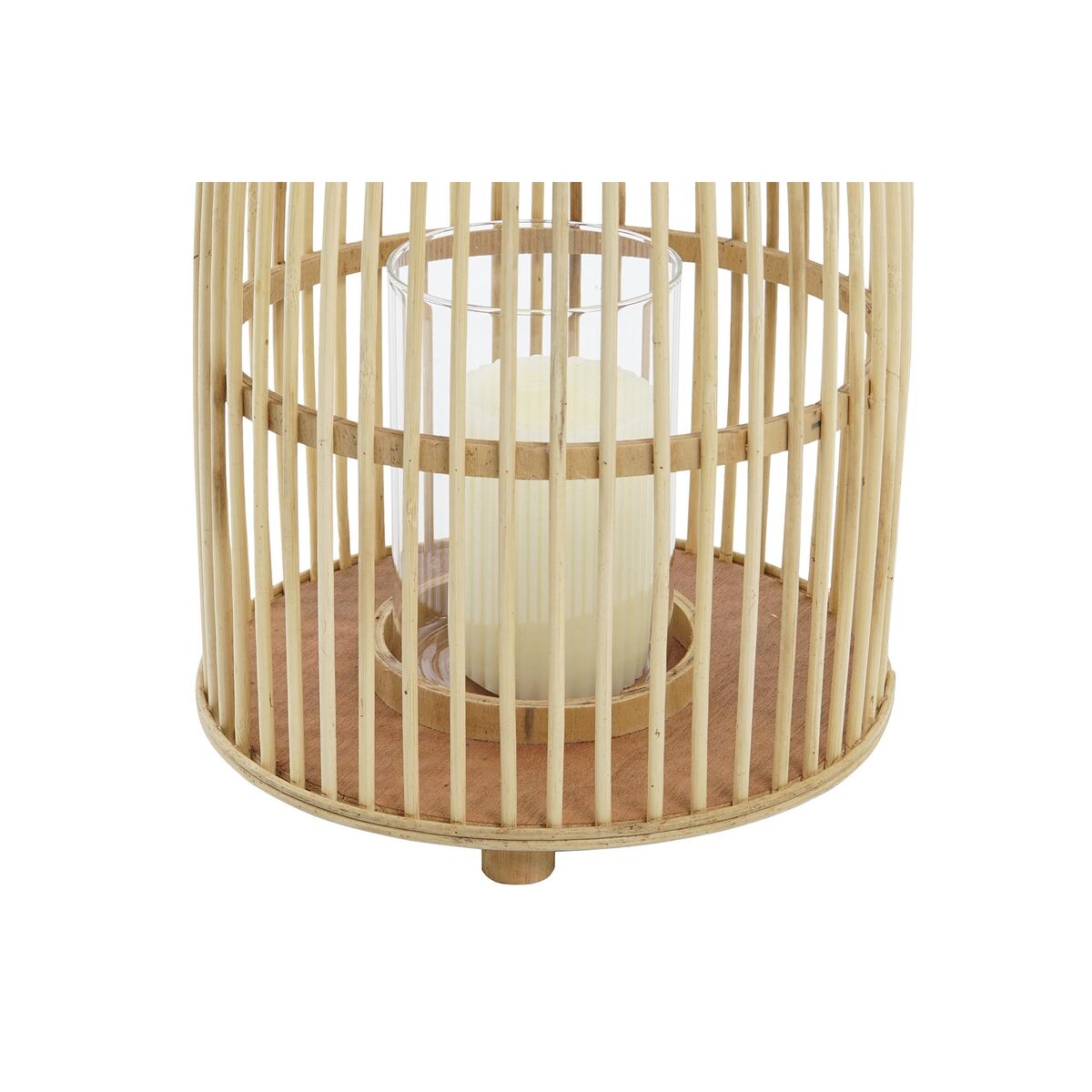 Bambu kynttilänjalka 56 cm, luonnonväri lasikupilla, lyhty sisustukseen
