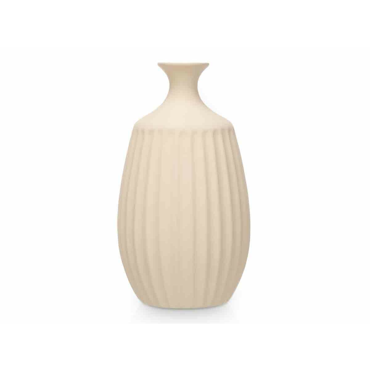 Beige maljakko keramiikka 21 x 39 x 21 cm, raidallinen, 2 osaa, olohuoneeseen