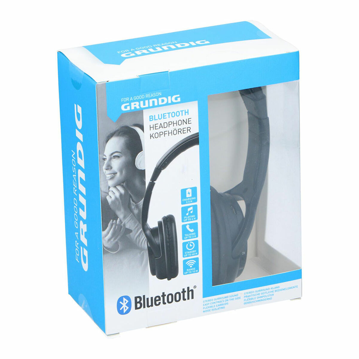 Bluetooth-kuulokkeet, kokoonmenevät langattomat, ladattava akku, musta/valk.