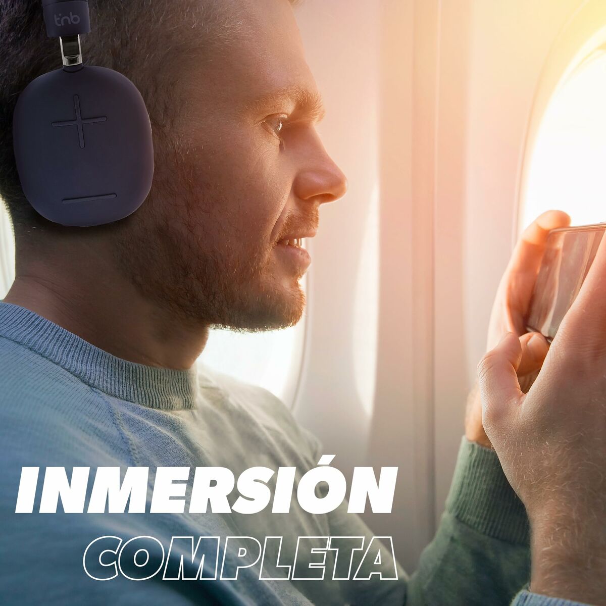 Bluetooth-kuulokkeet mikrofonilla, aktiivinen melunvaimennus, tummansininen