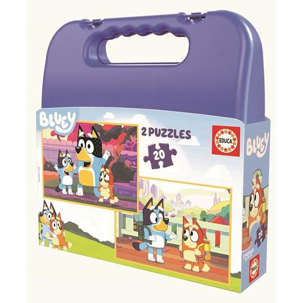 Bluey palapeli 20 palaa, 2 kpl kannettava salkku - palapelisetti lapsille 3+
