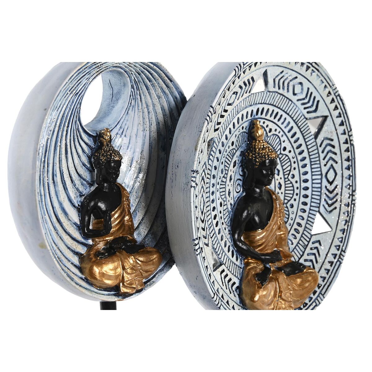 Buddha koristehahmo 2 kpl, beige & sininen, metalli ja hartsi, 25×6,7×25,6 cm