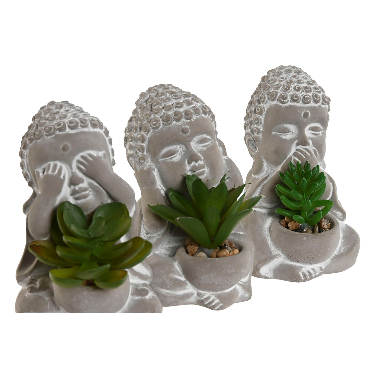 Buddha koristepatsas 3 kpl, sementti & polyeteeni, 8,5×7×11 cm, itämainen