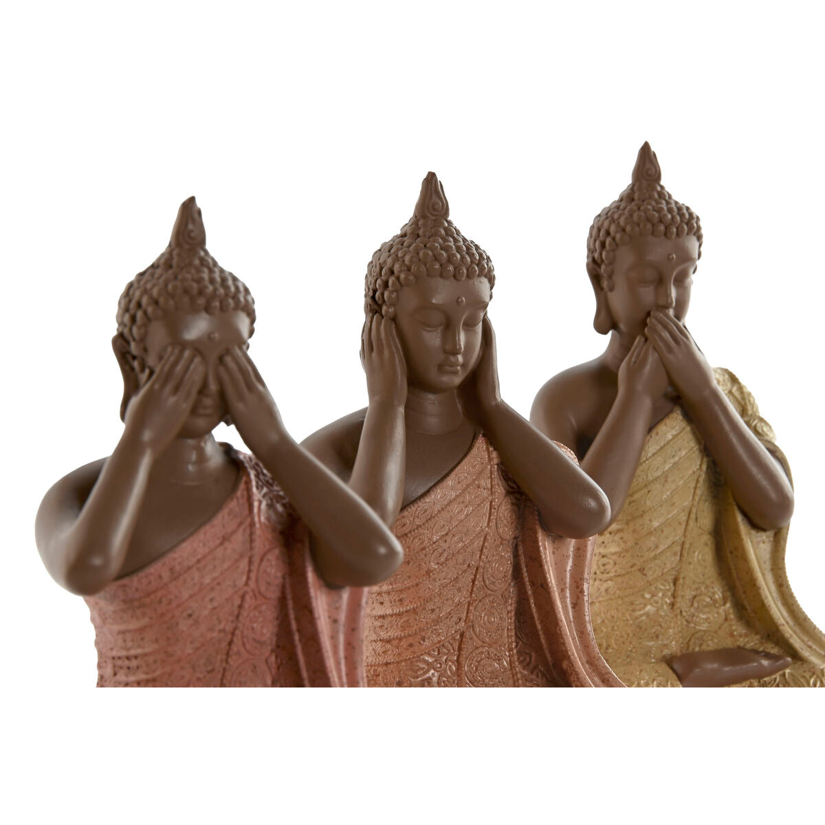 Buddha-patsas, 3 kpl hartsi, pöytäkoriste, oranssi koralli & lime, 9 x 6 x 13 cm