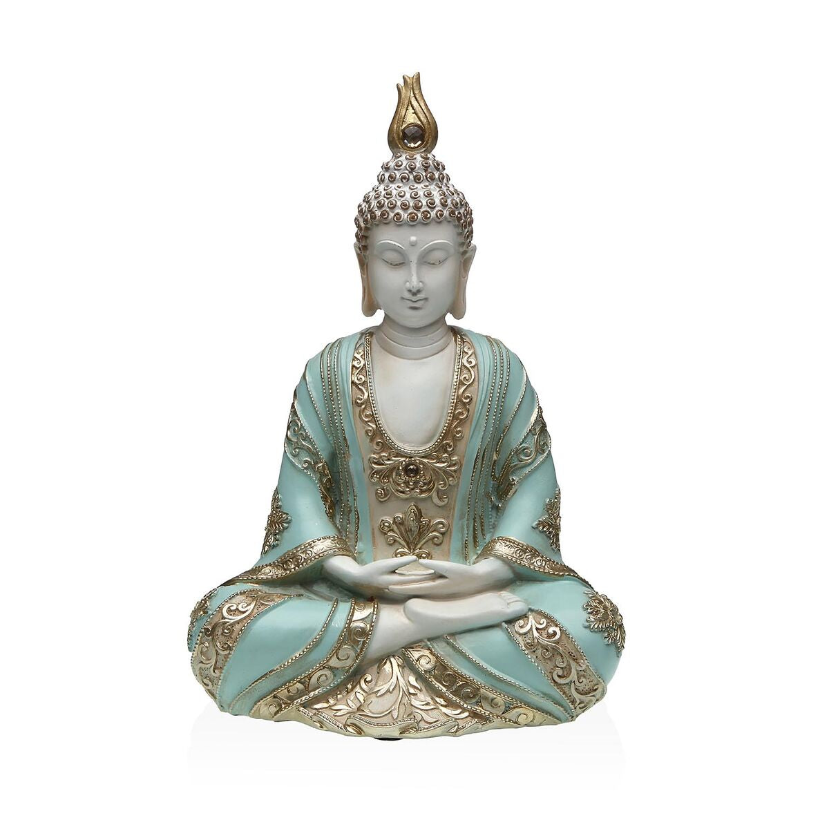 Buddha-patsas resiini 11 x 30 x 20 cm, sininen koriste sisustukseen pöydälle