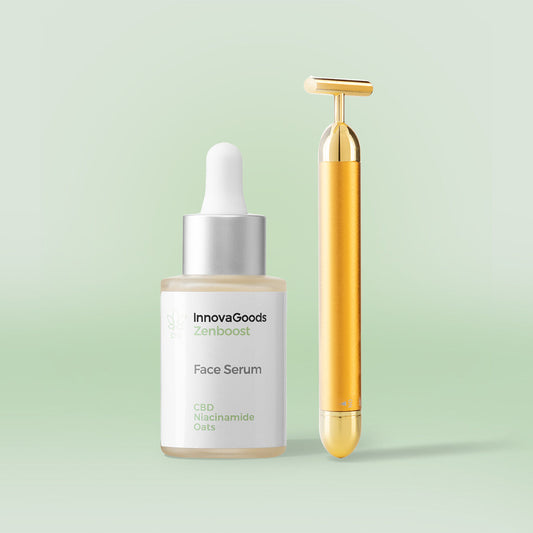 CBD kasvohoitopaketti, jänteyttävä seerumi 30 ml & kasvohierontalaite kotiin