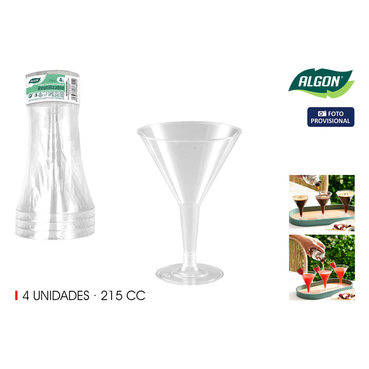 Cocktail-lasit 215 ml, muoviset kirkkaat 4 kpl setti, yhteensä 24 kpl juhliin