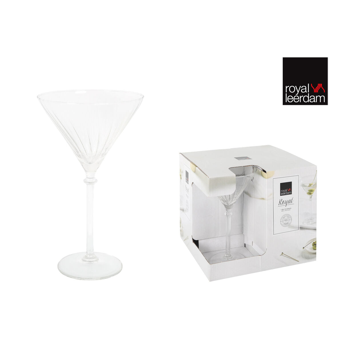 Cocktail-lasi 4 kpl, kristallikuvioitu martini-lasi setti Royal Leerdam