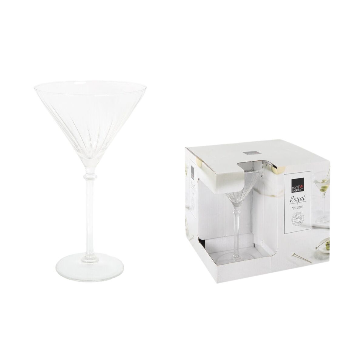 Cocktail-lasi 4 kpl, kristallikuvioitu martini-lasi setti Royal Leerdam