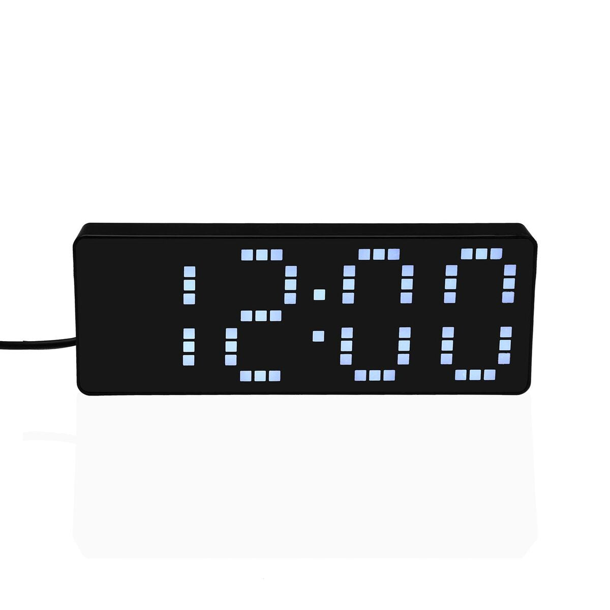 Digitaalinen herätyskello LED-näytöllä, musta/valkoinen, kompakti pöytäkello